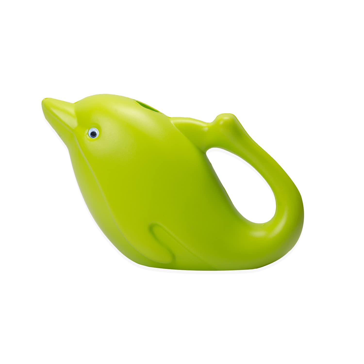 Klassic KL-WC-1L Plastic Green Watering Can/Dolphin Shape Watering can with Sprayer, Indoor and Outdoor Watering Gardens, House Gardening Plants (1 Liters), Standard