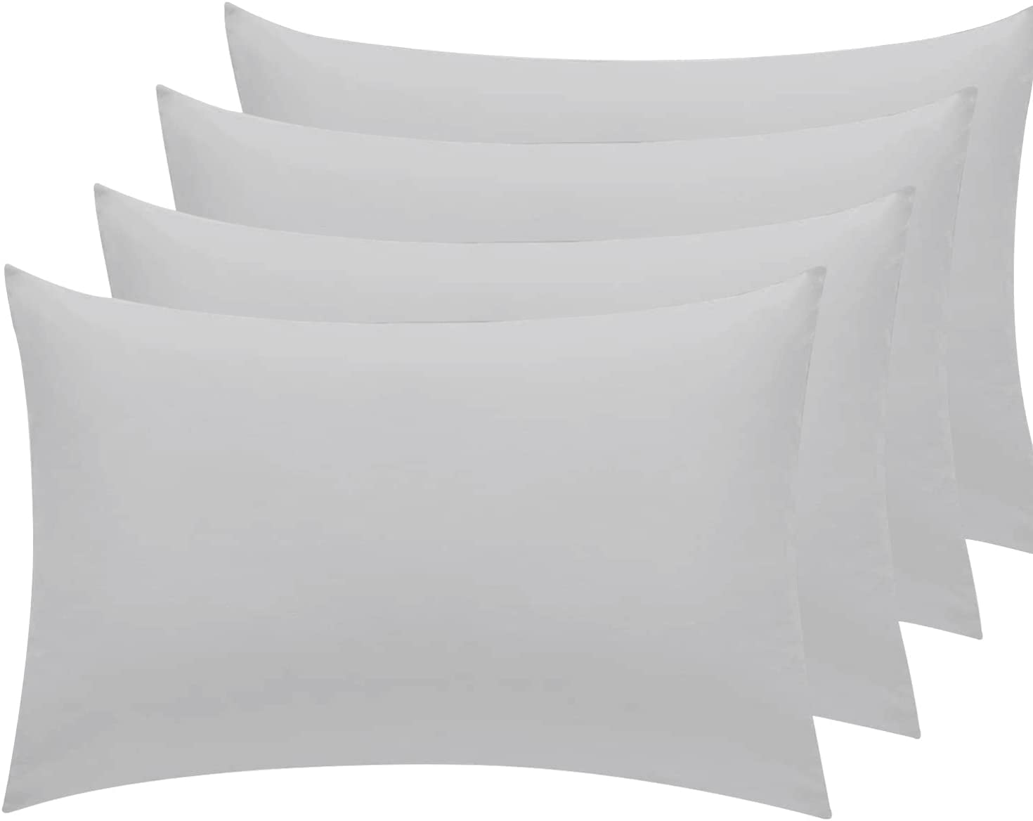 Linens WorldPillow Cases 4 pack - Egyptian Cotton 200 Thread Count Pillow Cases/Pillow Protectors, Hotel Quality Fabric & Wrinkle free pillows Cover Pack of 4 (Standard 50x75 cm, Silver)