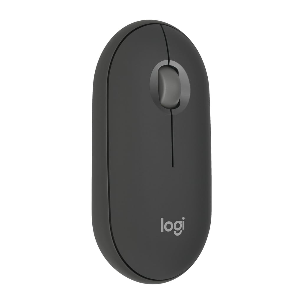 Logitech Pebble Mouse 2 M350s Slim Bluetooth Wireless Mouse, Portable, Customisable Button, Quiet Clicks, 4K DPI, 24-month battery, Easy-Switch for Windows, macOS, iPadOS, Android, Chrome OS -Graphite