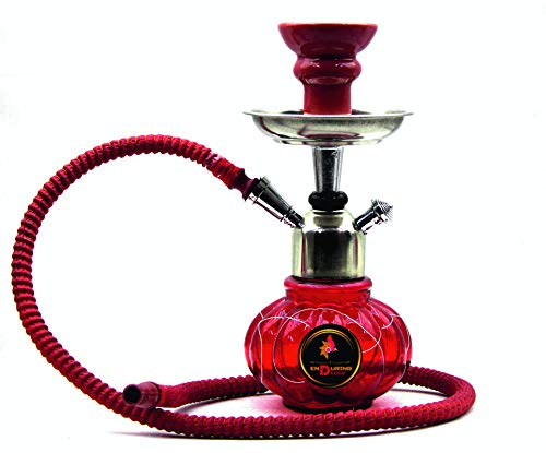 Enduring Decor Red Kharbuza Hookah with Silver Stem (12 Inches Melon)