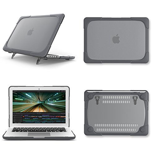 For Macbook Pro Retina 15 inch Case A1398 Release 2013-2015, AUSMIX Hard Plastic & TPU Protective Case with Kickstand Shockproof Matte Case Cover for Mac Pro 15 inch with Retina Display- Grey