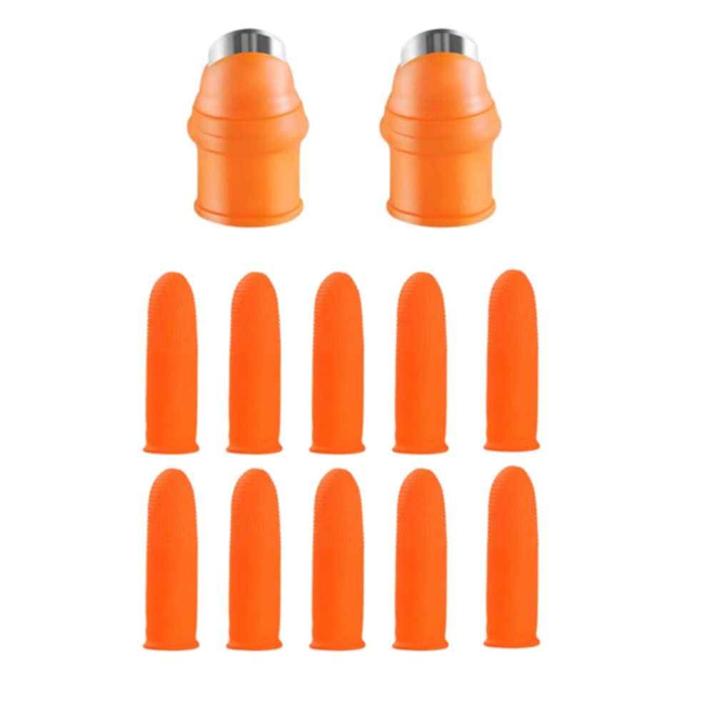 Vegetable Picking Artifact, ELECDON 12Pcs Kitchen Thumb Gardening Thumb Cutter Finger Cutter Finger Covers Protectors Finger Cots for Vegetable Fruit Harvesting Picking Kitchen (Orange)