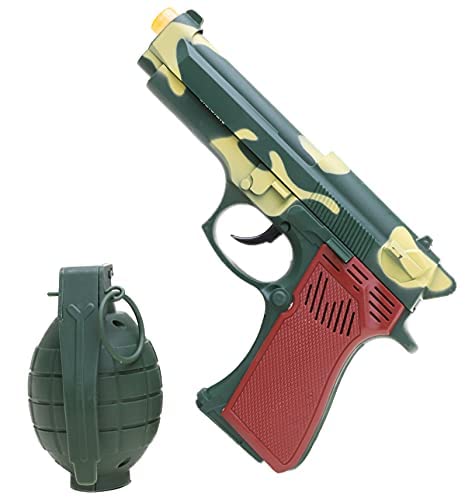 Toyland® Army Style Hand Grenade & Pistol With Light & Sound Toy Weapon Set - Role Play - Fancy Dress