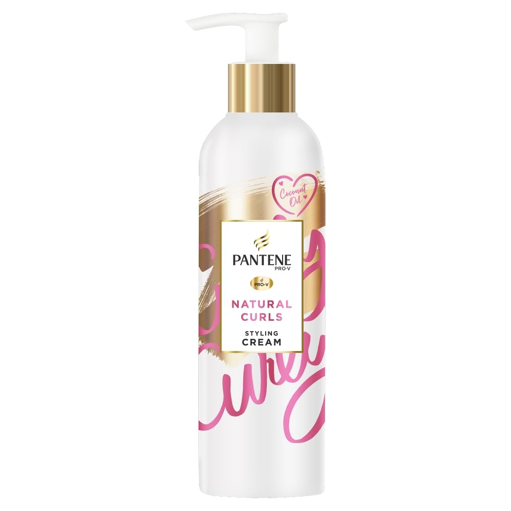 PanteneCurl Cream, Leave In Conditioner with Coconut Oil, 235ml, Heat Protection Spray for Styling