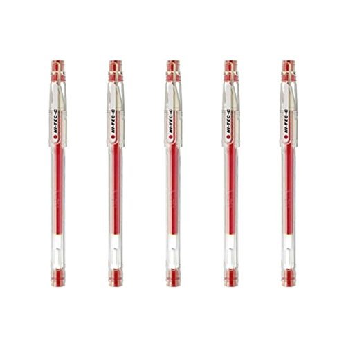 Pilot Hi-Tec-C 04 Gel Ink Pen, Ultra Fine Point 0.4mm, Red Ink, LH-20C4, Value Set of 5