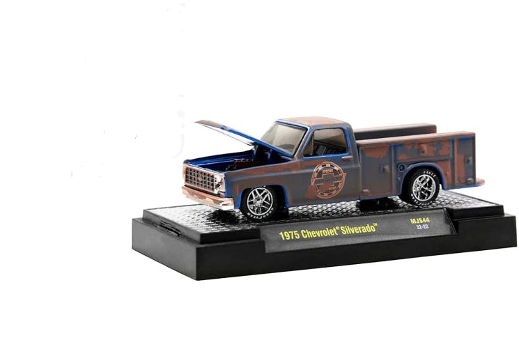 M2 1975 Chevy Silverado Service Truck Blue (Rusted) Limited Edition to 6600 Pieces Worldwide 1/64 Diecast Model Car Machines 31500-MJS44