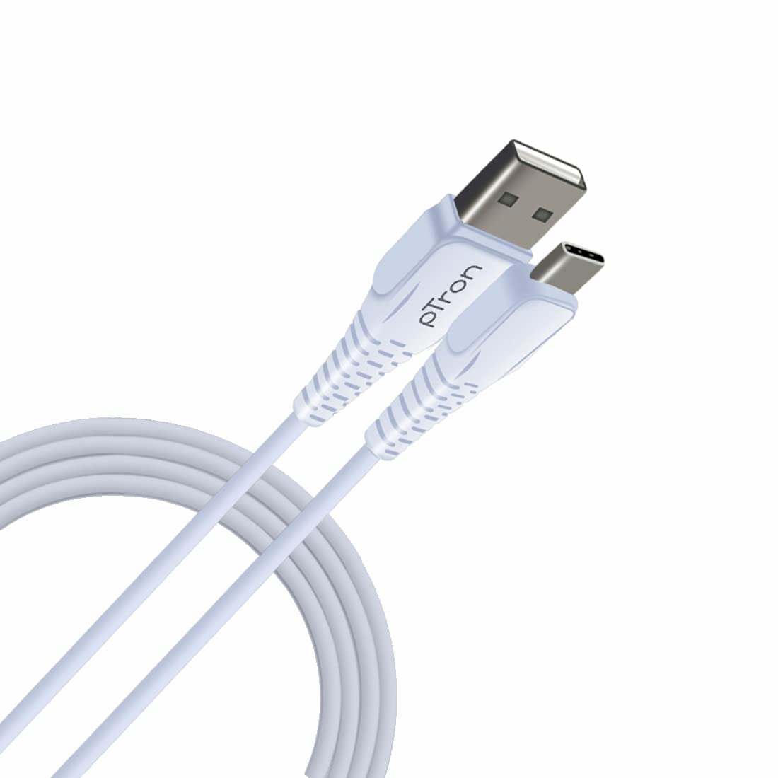 pTron USB-A to Type-C 2.4A Fast Charging Cable compatible with Android Phones/Tablets, 480mbps Data Transfer Speed, Made in India, Solero T241 Tangle-free Type-C USB Cable (Round, 1M, White)