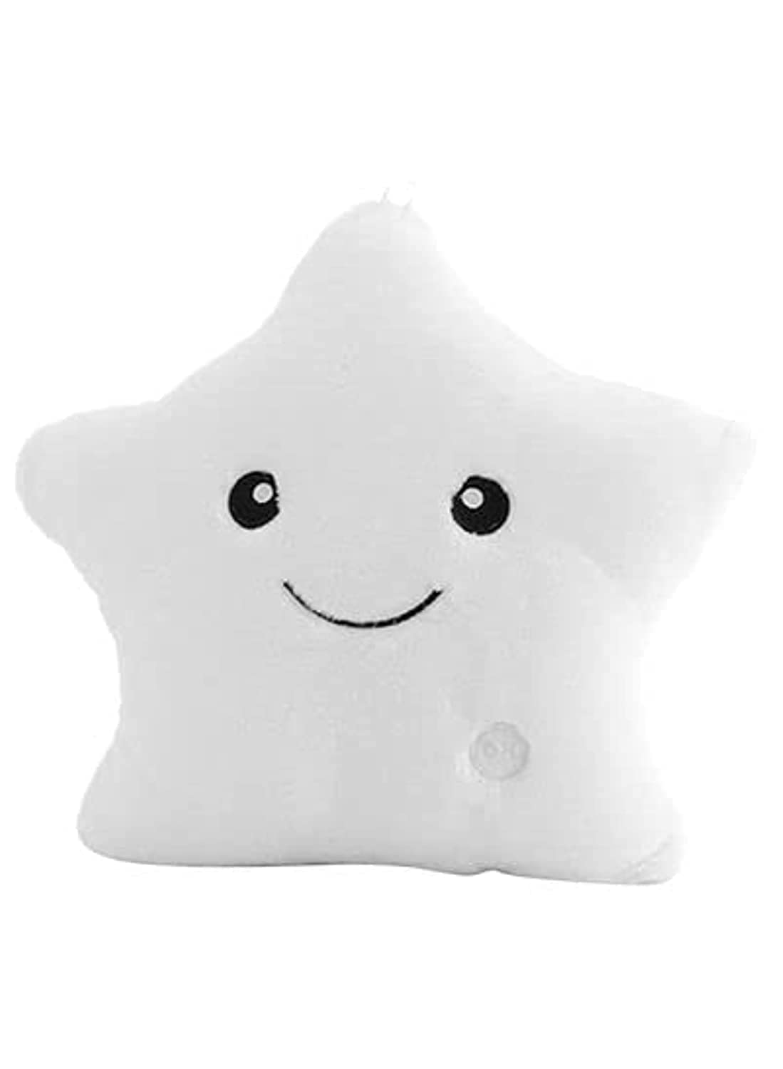 Yameem يميم Creative Twinkle Glowing Stars Shape Plush Throw Pillow, LED Night Light Pillow Cushions Stuffed Toys Gifts for Kids, (White)