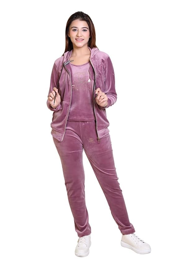 GenericWomen's Soft Winter 2 in one Velvet Tracksuit Set | Jacket and Pyjama