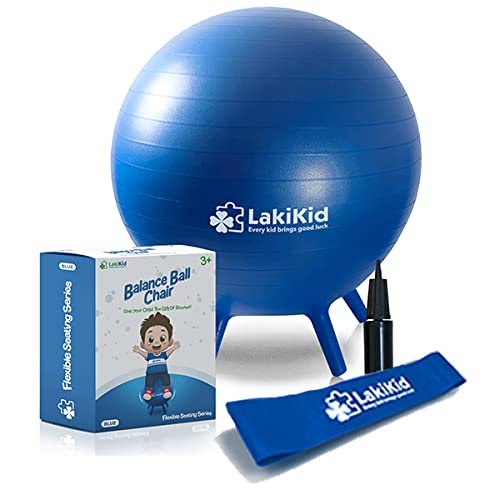 LakiKid Flexible Seating Classroom Furniture Bundle - 2 Fidget Chair Bands, 1 Balance Ball Chairs for Kids: Stability Ball Chairs with Legs, Exercise Ball Chair, Yoga Ball Chair, Alternative Seating