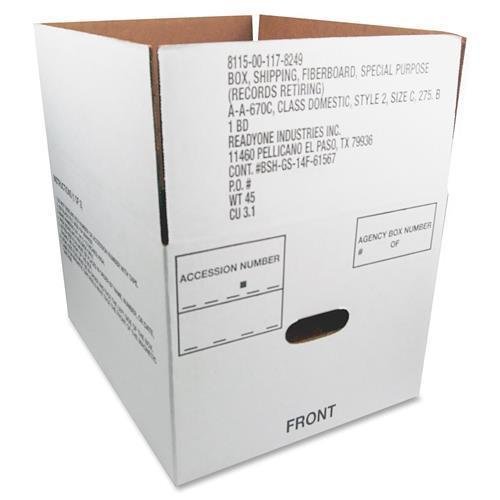 AbilityOne - Storage Box - 14 3/4" x 12" x 9 1/2", White 8115-00-117-8249: BD, 25 Item(s)