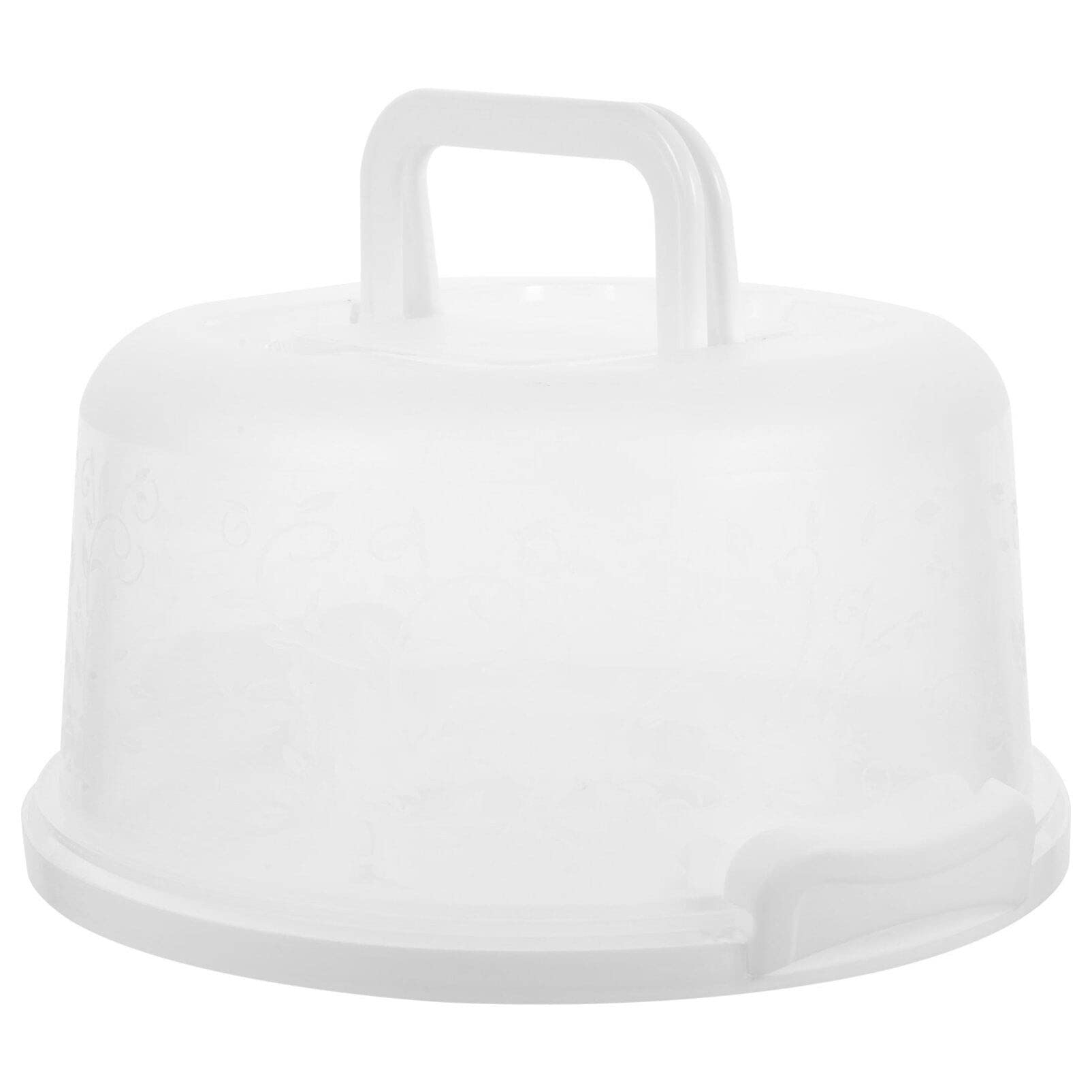 HEMOTON Round Cake Carrier Clear Plastic Cake Holder Portable Cake Stand Cake Container with Lid and Handle for Desserts Pies Cake Bread White