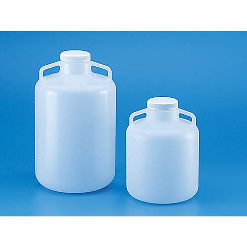 Tarsons 249683 LDPE Carboy with Wide Shoulder Handle, 100mm Opening and White PP ct Closure, Molded in Graduations, 20L, Natural (Pack of 4)