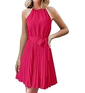 GOLDSTITCH Women 2023 Summer Halter Neck Dresses Sleeveless Wrap Casual Floral Print Short Boho R...