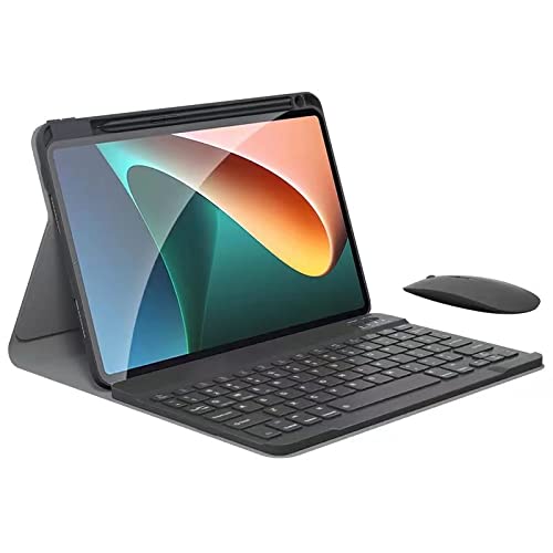 MKL Arabic and English Keyboard Case with Mouse Compatible with Mi Pad 5 pro/Pad 5 11 inch 2021, Detachable Keyboard [Built-in Pencil Holder] Premium Slim Folio Stand Cover (Black)