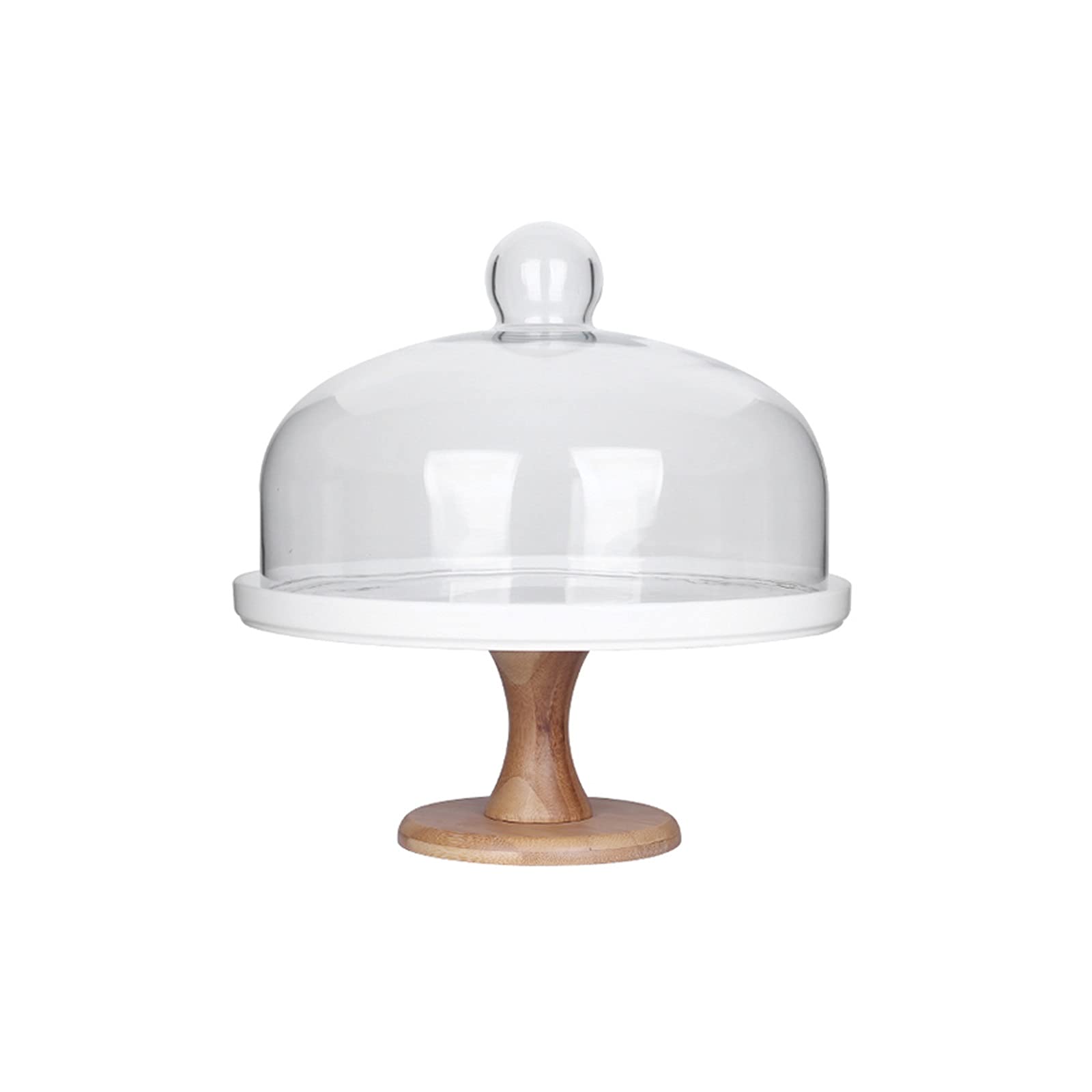 Cake Stand Cake Stand Tall Ceramic Cake Tray with Glass Lid Multi-purpose Dessert Table Serving Tray for Tea Party, Wedding and Birthday Cake Plate (Size : Large)