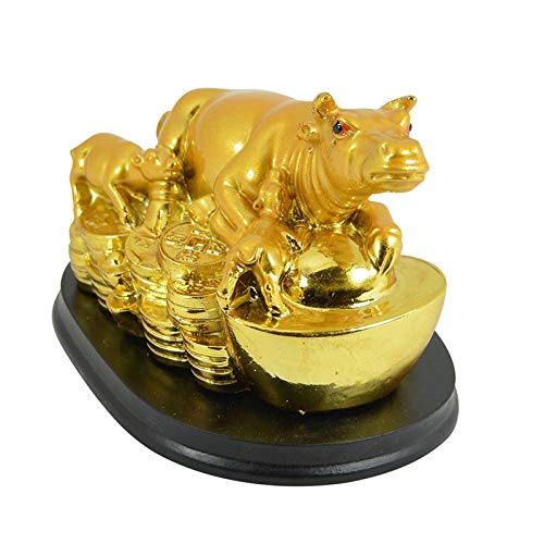 KESAR ZEMS FengShui Vastu Wish Fulfilling Cow for Good Luck and Prosperity Showpiece (10 x 5.5 x 6.5 CM,Golden.)