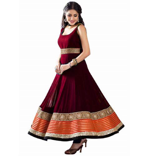 Florence Women's Georgette Anarkali Salwar Suit Set (SL046_Maroon_Xx-Large)