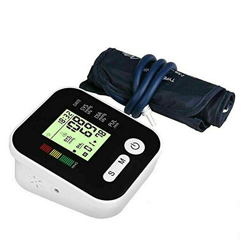 SplinktechDigital Upper Arm Blood Pressure Monitor, Portable Heart Rate Monitor with Adjustable Large Cuff (22-42cm) for Home Use - Backlight LCD Display, Voice Function