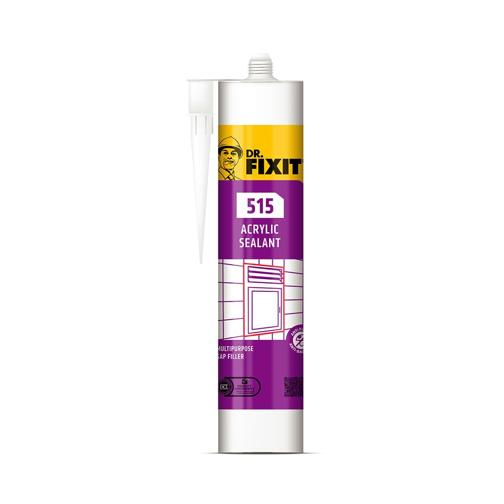 Dr. FixitWhite Acrylic Sealant 450 gm | Water-Resistant Gap Filler for Sinks, Tubs, Windows, Doors & Countertops