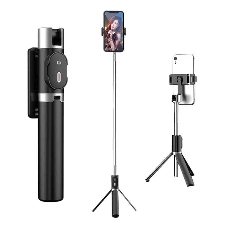 TAFAN™ 110cm Selfie Stick Tripod, All in One Extendable Phone Tripod Stand with Bluetooth Remote 360° Rotation for iPhone and Android Phone Selfies-Vlogging, Live Streaming.