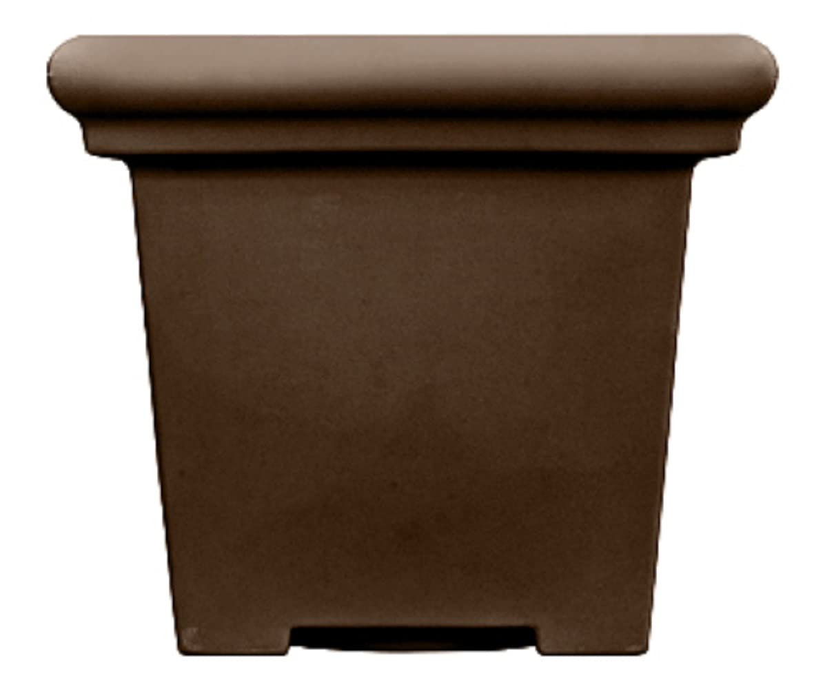 The HC Companies 20" Premium Plastic Terrazzo Square Planter 20"x20"x17.63" in Chocolate Color