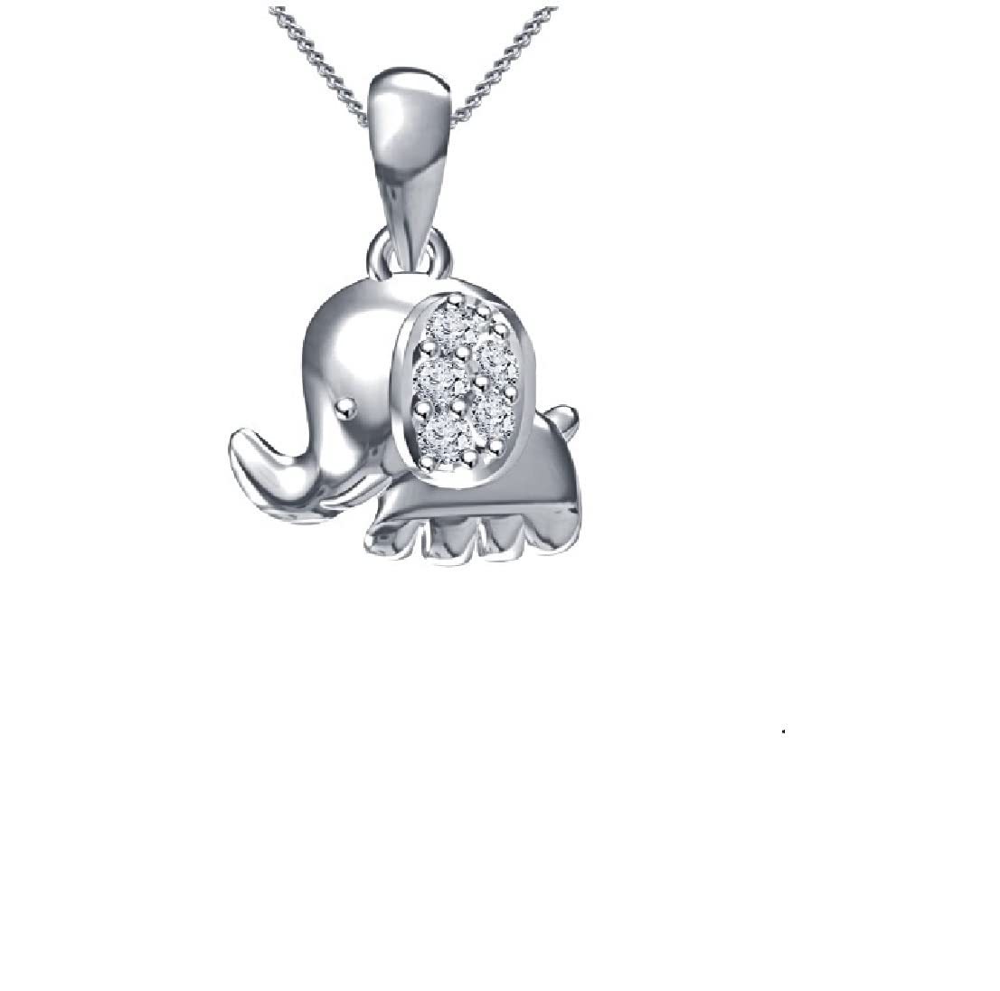 LILU Jewels Pure 925 Sterling Silver Beautiful Elegant Elephant CZ Stone Pendant Necklace With Alloy 18" Chain Valentine Special for Girls & Women With Certificate of Authenticity and 925 Hallmark