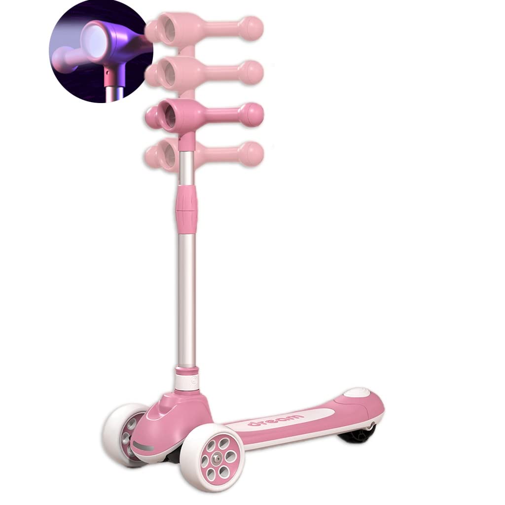 Kick Scooter for Kids Ages 2-8 with Flash Wheels, Kids Scooter 4 Adjustable Height, for Girls & Boys Learn to Steer,Gift,Outdoor Activities for Summer (Color : Pink, Size : 29 * 58 * 64-81cm)