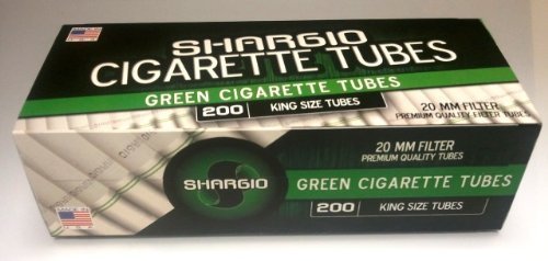 Shargio Menthol Green King-Size Stunning Filter Tubes 200ct Contains Amazing Taste Comes with a Bonus Case, Total Pack Hold - Pack of 10