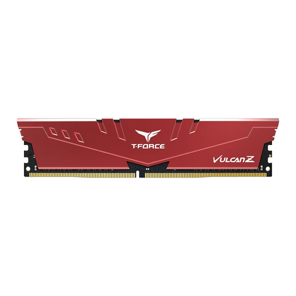 TeamGroup T-Force Vulcan Z 8GB 3200MHz (3200MT/s) CL16 Red DDR4 UDIMM Desktop Gaming Memory, Metal Heatsink, Supports XMP 2.0, Compatible with Intel/AMD CPU, High Performance, Low Latency RAM Module