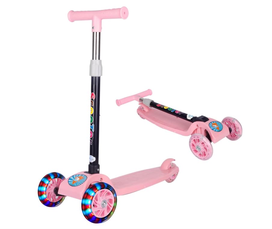 KOVAR Skate Scooter with Triple Lighting Wheels, Foldable & Adjustable Height for Kids & Adults - Smooth Ride, Durable & Stylish Design