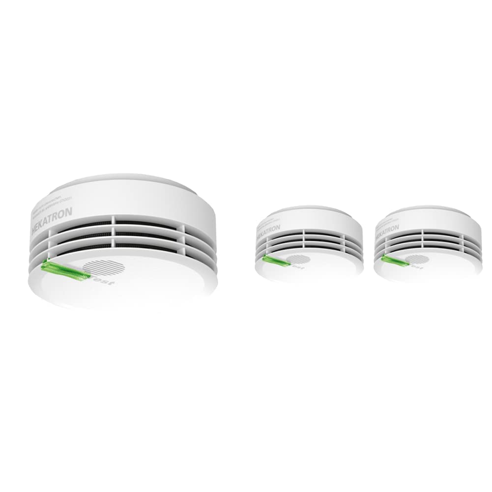 Hekatron Genius Plus Edition 2021 - Smoke detector with batteries and adhesive pads included - White + Genius Plus Edition 2021 Smoke Alarm with Batteries and Adhesive Pads Included