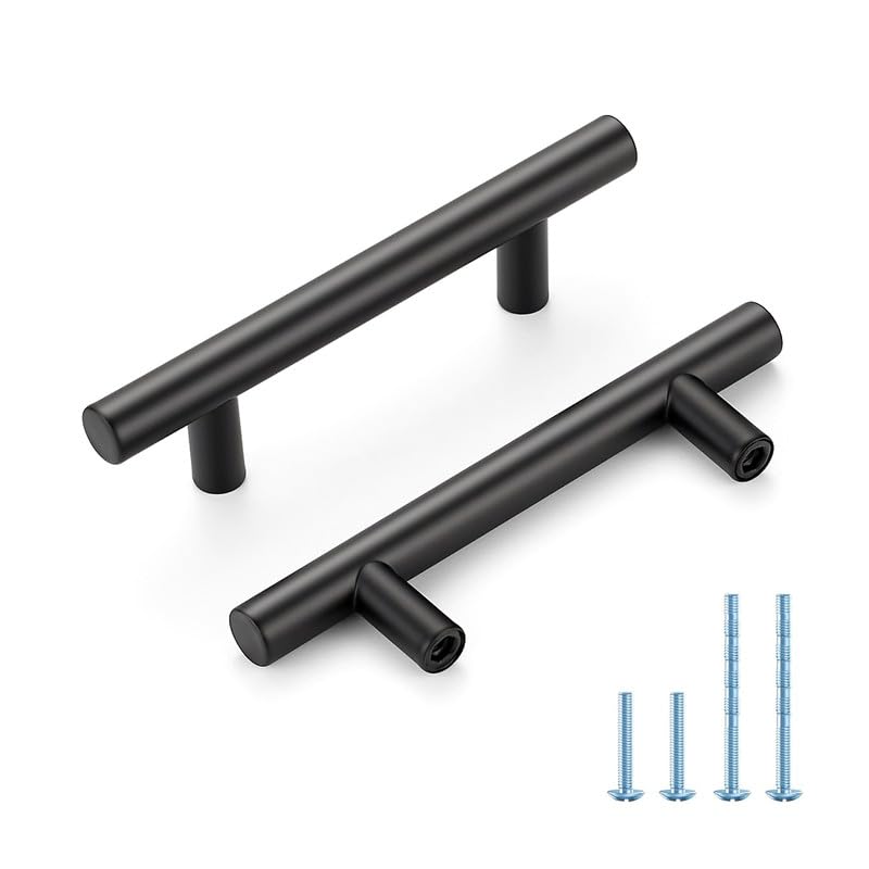 Black Cabinet Handles 3 Inch Hole Spacing Stainless Steel Drawer Pulls for Cabinets, Dresser, Bathroom 30 Pack