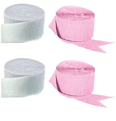 Pink and White Crepe Paper Streamers, Made in USA