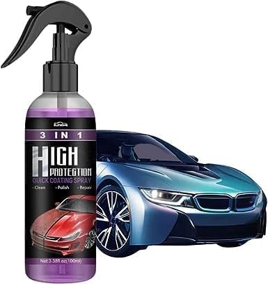 HR MALL 3 in 1 High Protection Car Quick Coating Spray, Car Rapid Ceramic Paint Coating, Nano Polishing Spray, Plastic Parts Refurbisher, Fine Scratch Repair, Extremely Hydrophobic, 200ml, Pack of 1