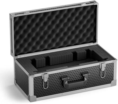 Phenyx Pro Extra Large Size Carrying Case, Customizable Pre-Diced Foam, Aluminum Alloy Sturdy Build, Suitable for Wireless Mic System Storage & Camera Gear Transportation