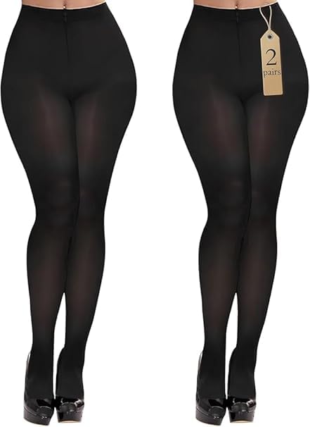 YOGINGO2 Pairs Women's Black Sheer Tights - 80D Control Top Pantyhose with Reinforced Toes