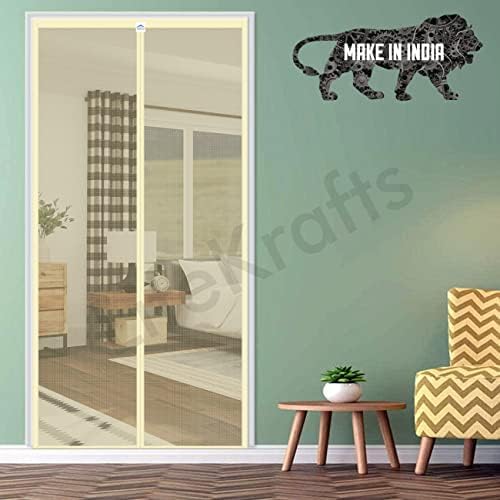 LifeKrafts Polyester Magnetic Mosquito Net for Door | Mosquito Curtain for All Door Types & Sizes | Auto-Closing Insect Screen to Keep Mosquito Out (210x100 cm, Beige)