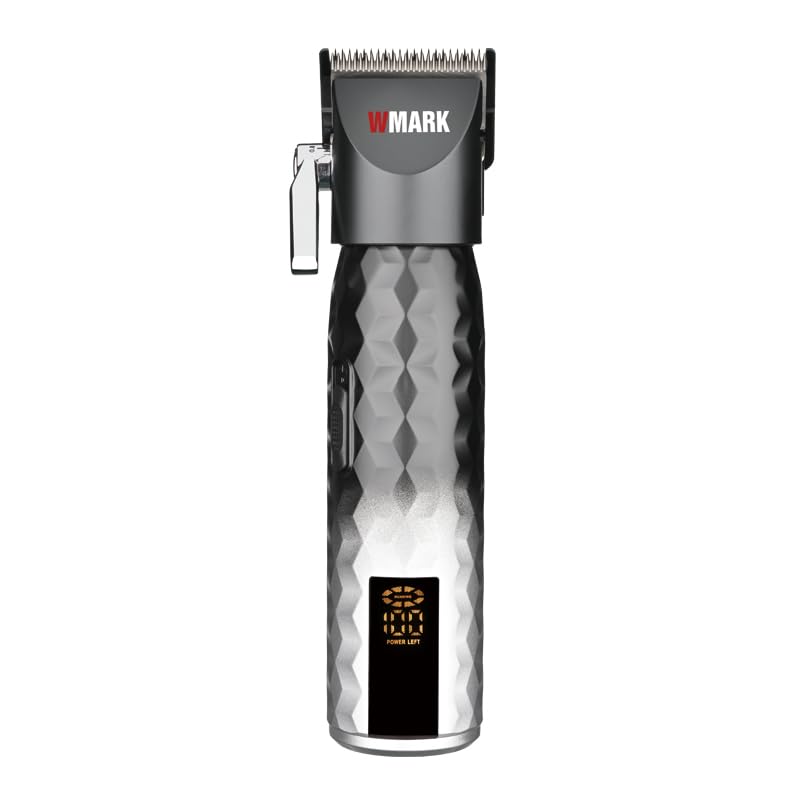 WMARK Professional - High Speed Series NG-2045 9000rpm Quiet Powerful Motor Hair Clipper Powerful Hair Clipper for Men Zinc Alloy All Metal Body Professional Barber Use (Silver Grey)