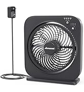 AMACOOL Table Fan, 12 inch Box Fan with 3 Adjustable Speeds & 8HRS Timer, 60° Pivoting Quiet Air ...