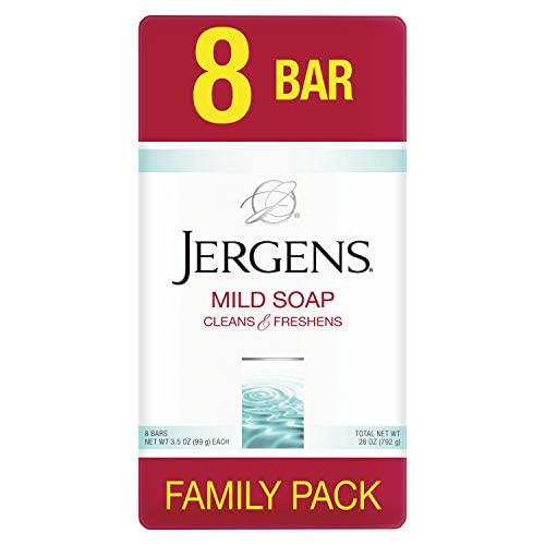 (PACK OF 8 BARS) Jergens ORIGINAL MILD Bar Soap. LUXURIOUS LATHER THAT LEAVE SKIN FRESH & CLEAN! All Natural Formula for Men & Women. (8 Bars, 3.0oz Each Bar)