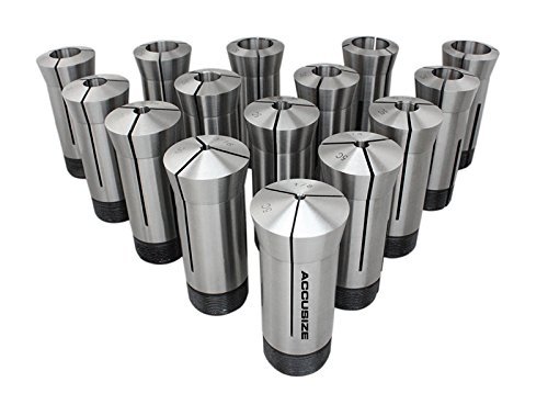 Accusize Industrial Tools15 Pcs 1/8-1'' by 16ths 5C Precision Round Collets Hardened and Ground, 0200-0571