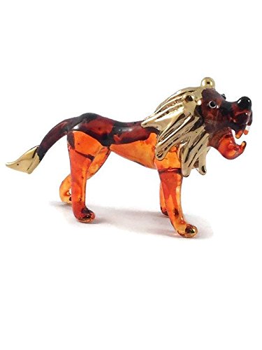 Mr_air_thai_Glass_BlownTiny Crystal Lion Hand Blown Clear Glass Art Lion Figurine Animals Collection Glass Blown FBM