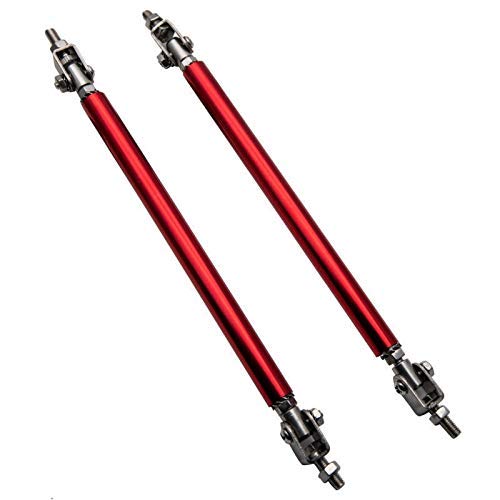 MACHSWONAdjustable Front Bumper Lip Strut Rods Tie Bar Support Splitter Rod 150mm 2x Red