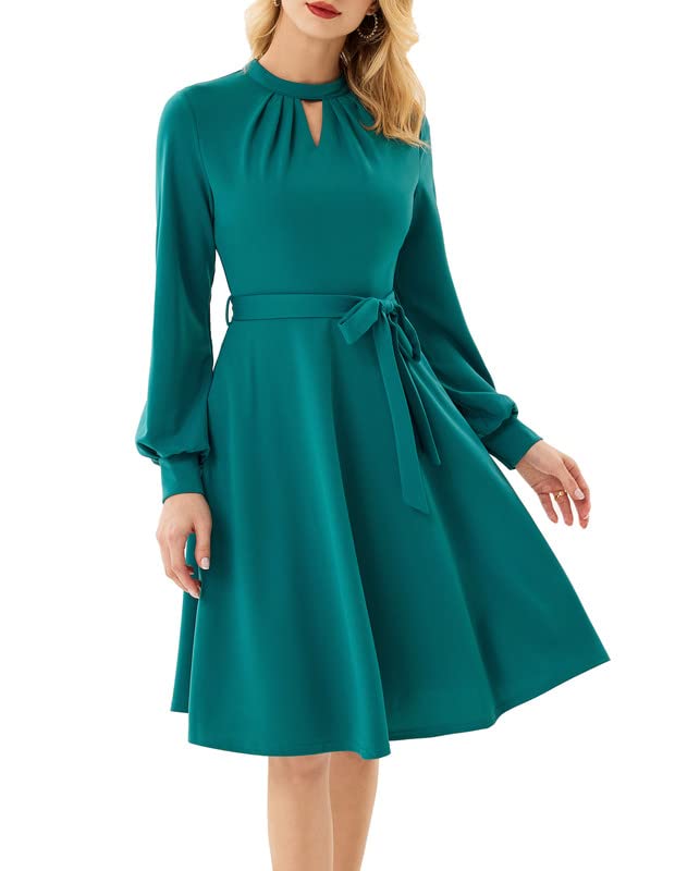 GRACE KARIN Women's Vintage Cocktail Dress Long Sleeve/Short Sleeve Festive Dresses Stand-Up Collar A-Line Swing Knee-Length Party Dress