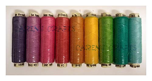 Sue Spargo Ellana Wool Blend Thread for Embroidery - Nine 70-Yard Spools, Matches The ''House" Colorway 3 Wool Applique Pack