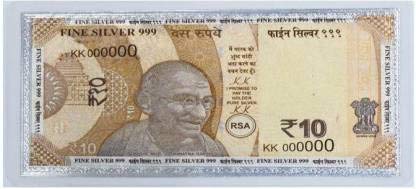 SWATI JEWELLERS 99.6% Pure Fine Silver Currency Note of Rs 10 Jewellery