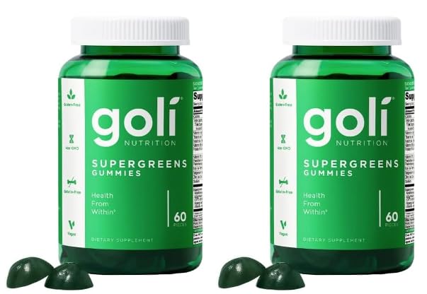 Go li Nutrition Super Green Gummies, Vegan, Non-GMO, Gluten-Free, 2 x 60 Gummies (Pack of 2)