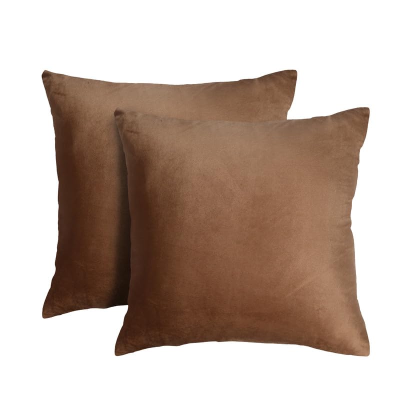 2-Piece Vespera Dutch Velvet Cushion Cover 45x45cm - Golden Brown (GY), Supersoft High Qulity Velvet Fabric, Durable and Easycare, Machine Washable & Quickdry, Fade Resistant, Wrinkle Free.