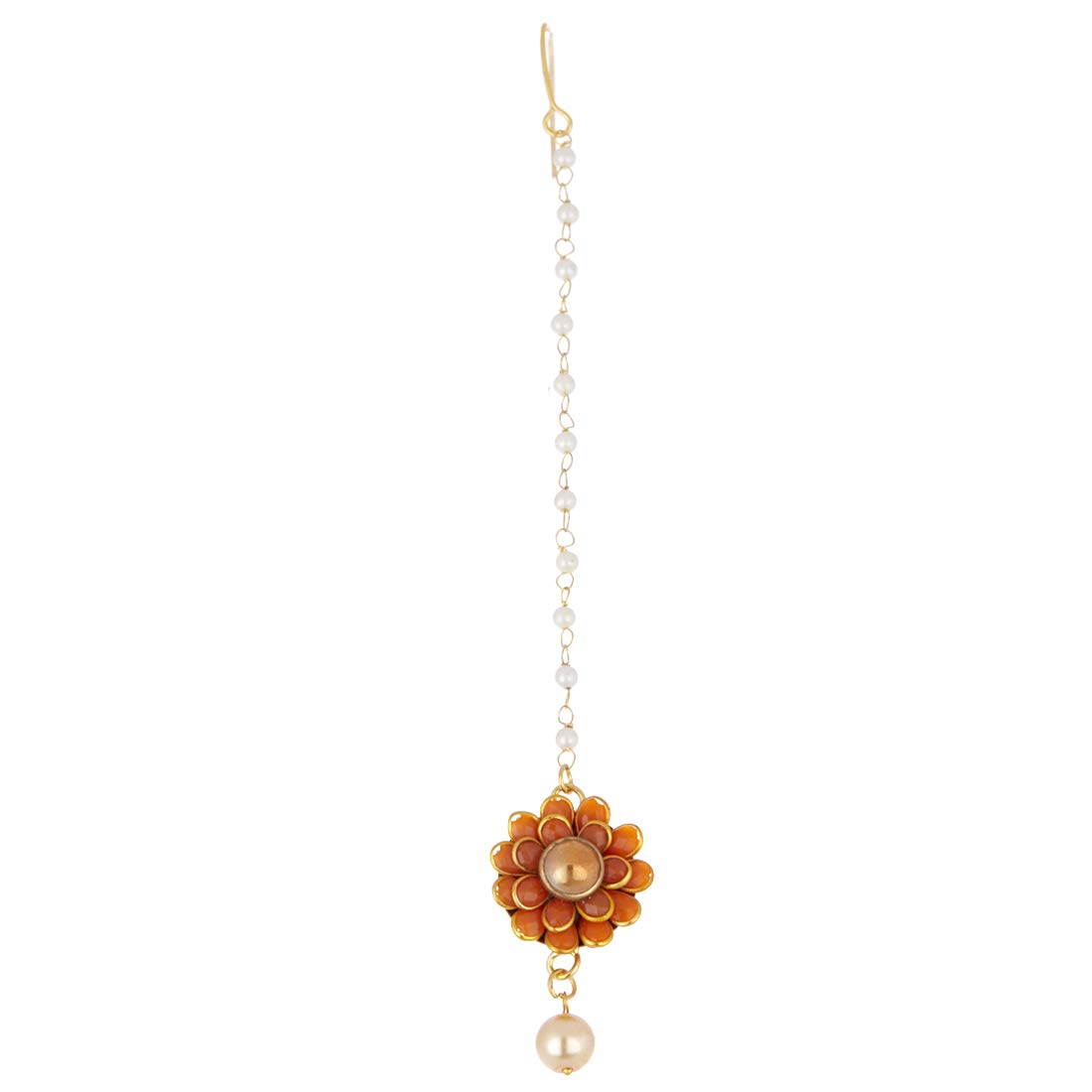 ZENEMEFloral Style Attractive Maang-Tikka with Pearls for Girls & Women